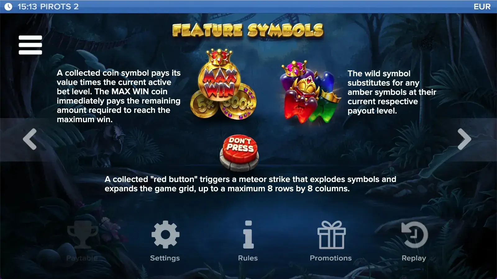 Pirots 2 feature symbols part 2