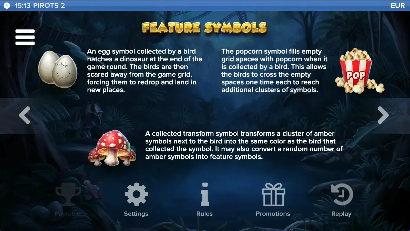Pirots 2 feature symbols part 3